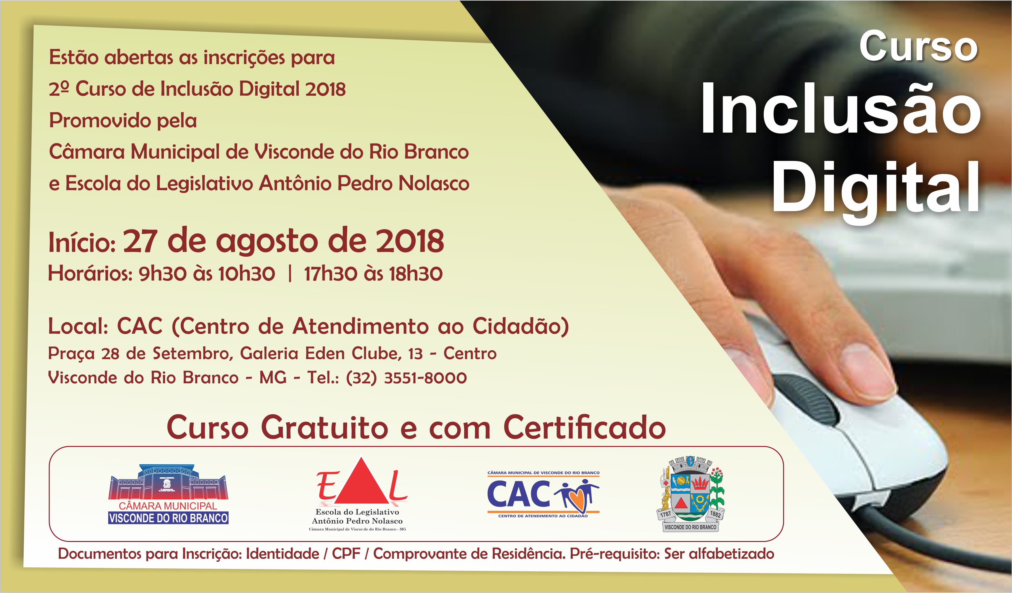 Abertas inscrições para Curso de Inclusão Digital