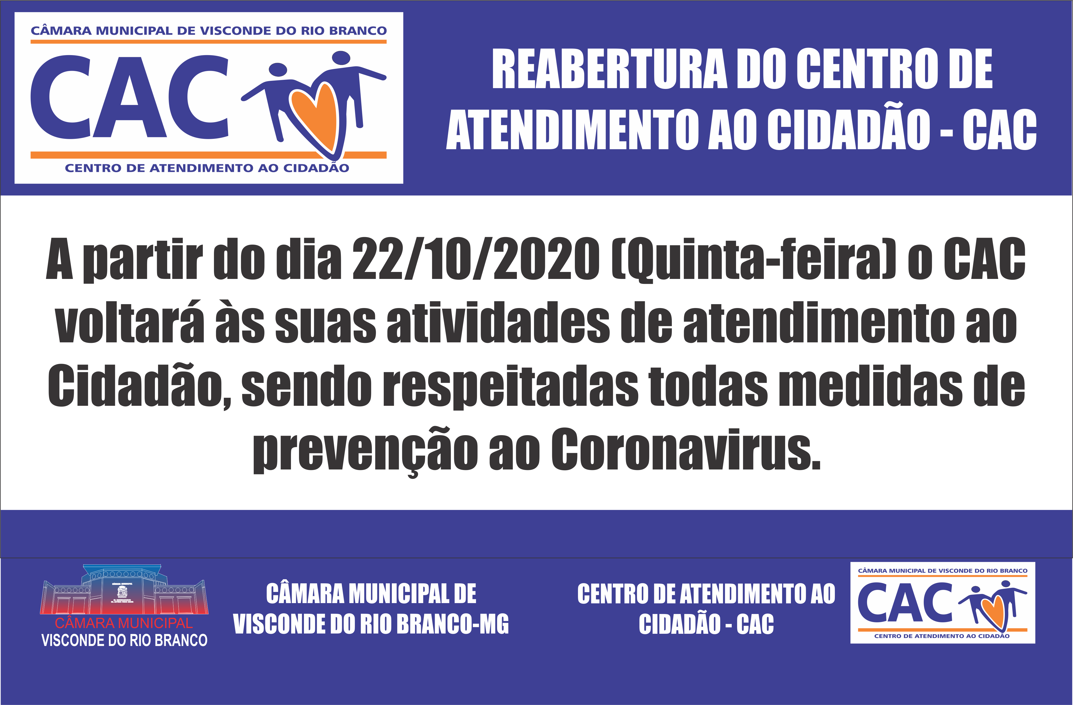 Centro de Atendimento ao Cidadão - CAC volta a funcionar